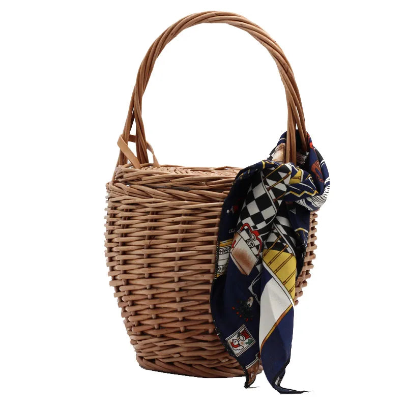 TOPHIGH Woven Bamboo Handbag - Stylish Summer Beach Tote for Women