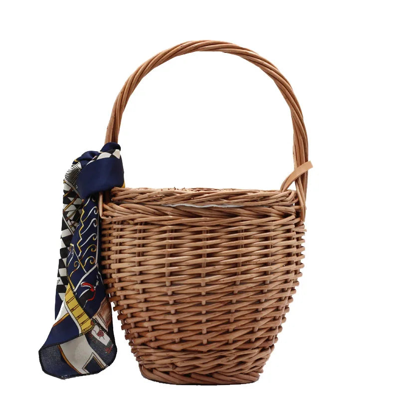 TOPHIGH Woven Bamboo Handbag - Stylish Summer Beach Tote for Women
