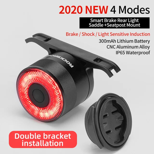 ROCKBROS Smart Auto Brake Sensing Tail Light - IPX6 Waterproof Safety