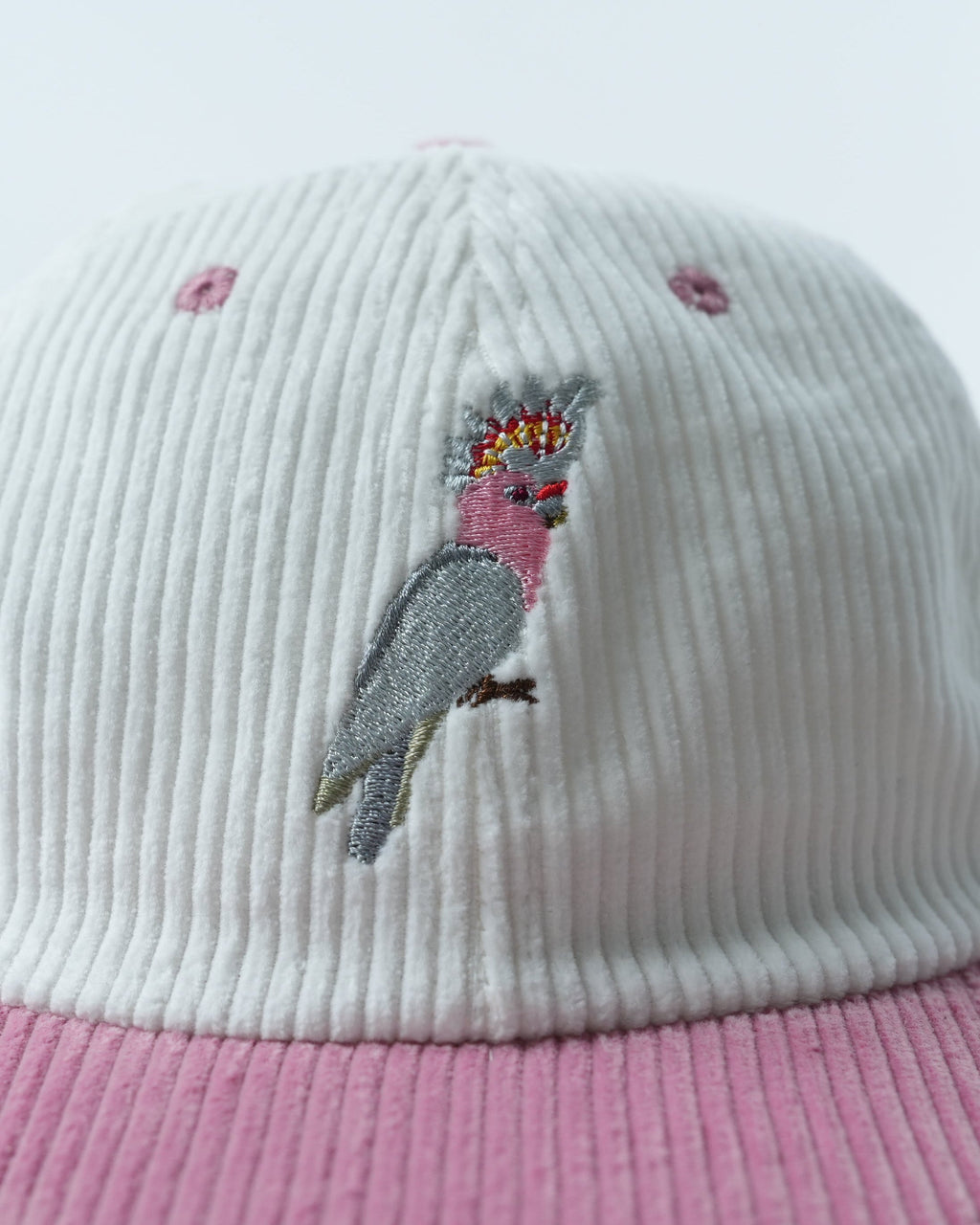 Pink Cockatoo Cap - Retro Corduroy 6 Panel Adjustable Hat