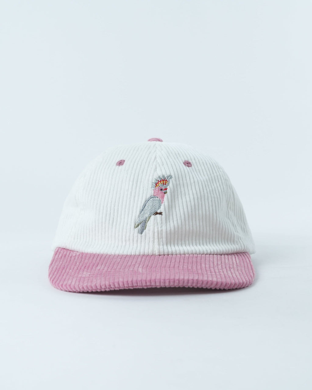 Pink Cockatoo Cap - Retro Corduroy 6 Panel Adjustable Hat