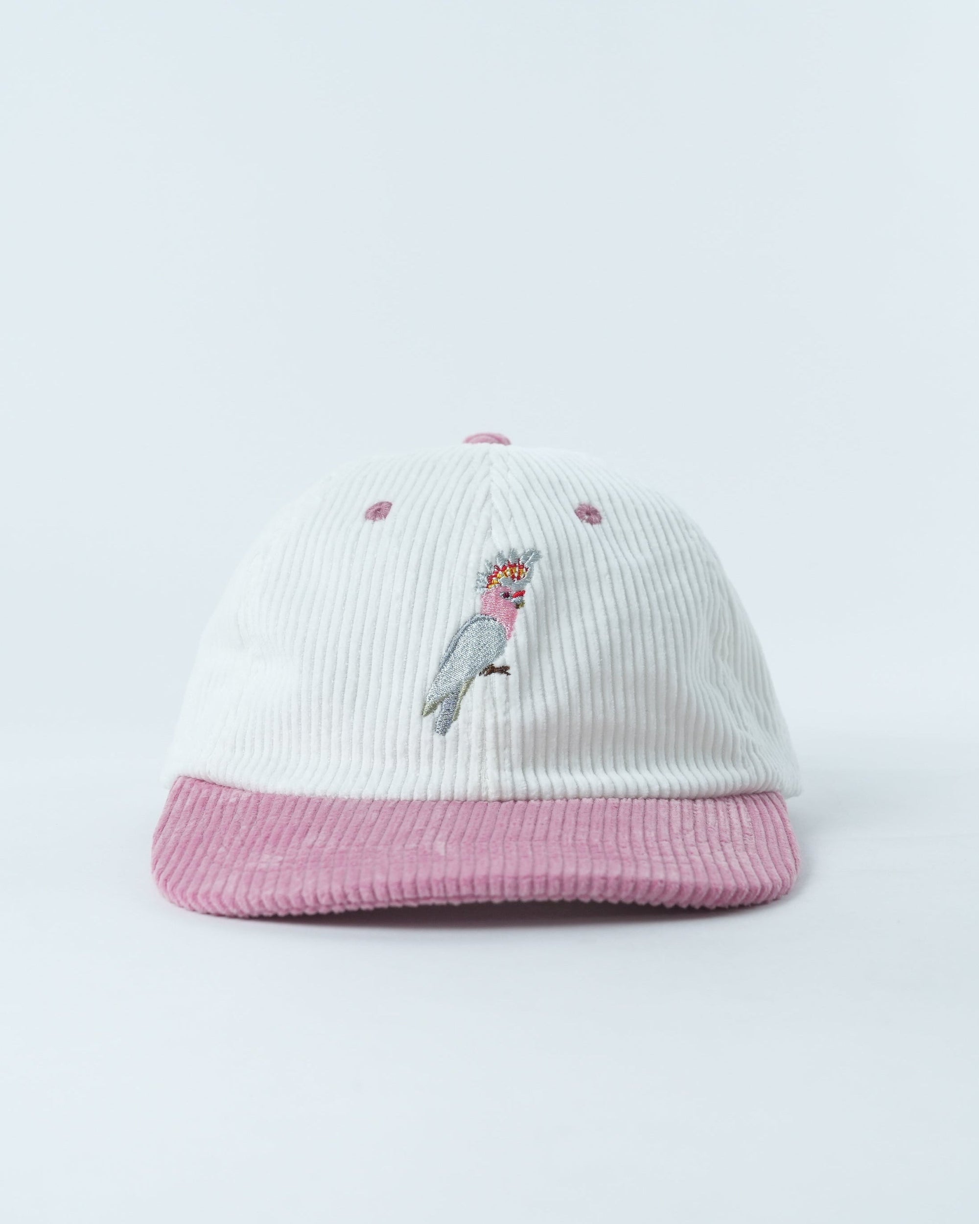 Pink Cockatoo Cap - Retro Corduroy 6 Panel Adjustable Hat