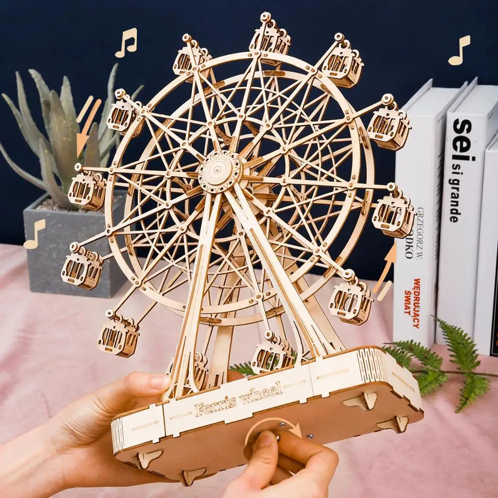 Robotime DIY 3D Wooden Ferris Wheel Model Kit - Fun & Creative Toy