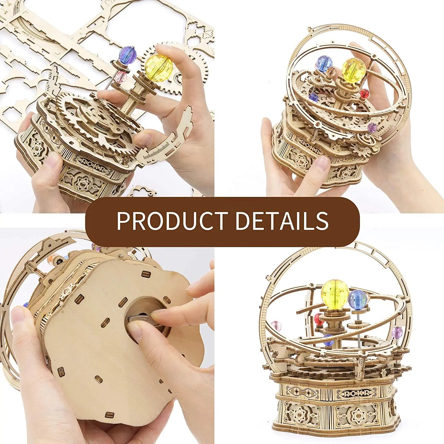Robotime 3D Starry Night Wooden Music Box Building Kit - 84 Pieces