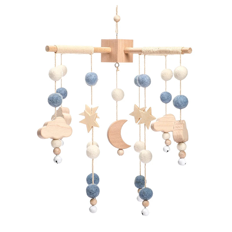 Baby Wooden Elephant Rattle Mobile - Montessori Crib Decor