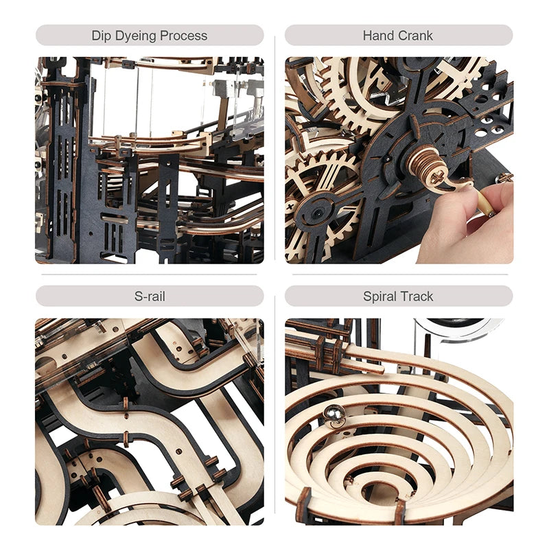 Robotime 3D Wooden Marble Run Puzzle Set - Engaging DIY Gift for Teens & Adults
