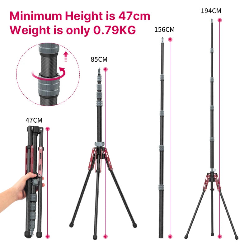 Ulanzi MT-49 Lightweight Carbon Fiber Tripod Monopod for Travel