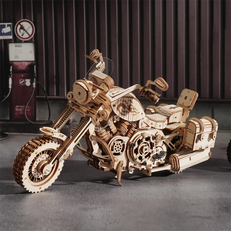 Robotime Wooden Motorcycle Model Kit - 420 PCS DIY Building Toy