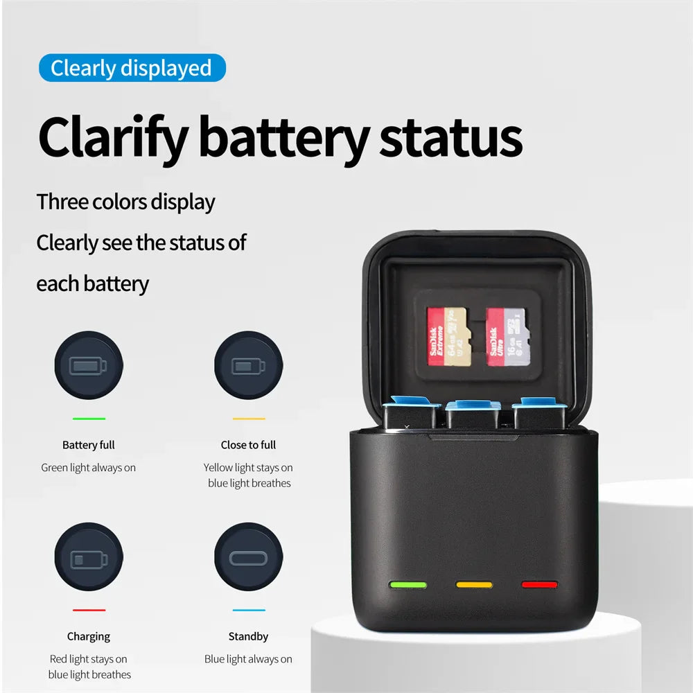 TELESIN Fast Charging Portable Charger for GoPro Hero 9-12