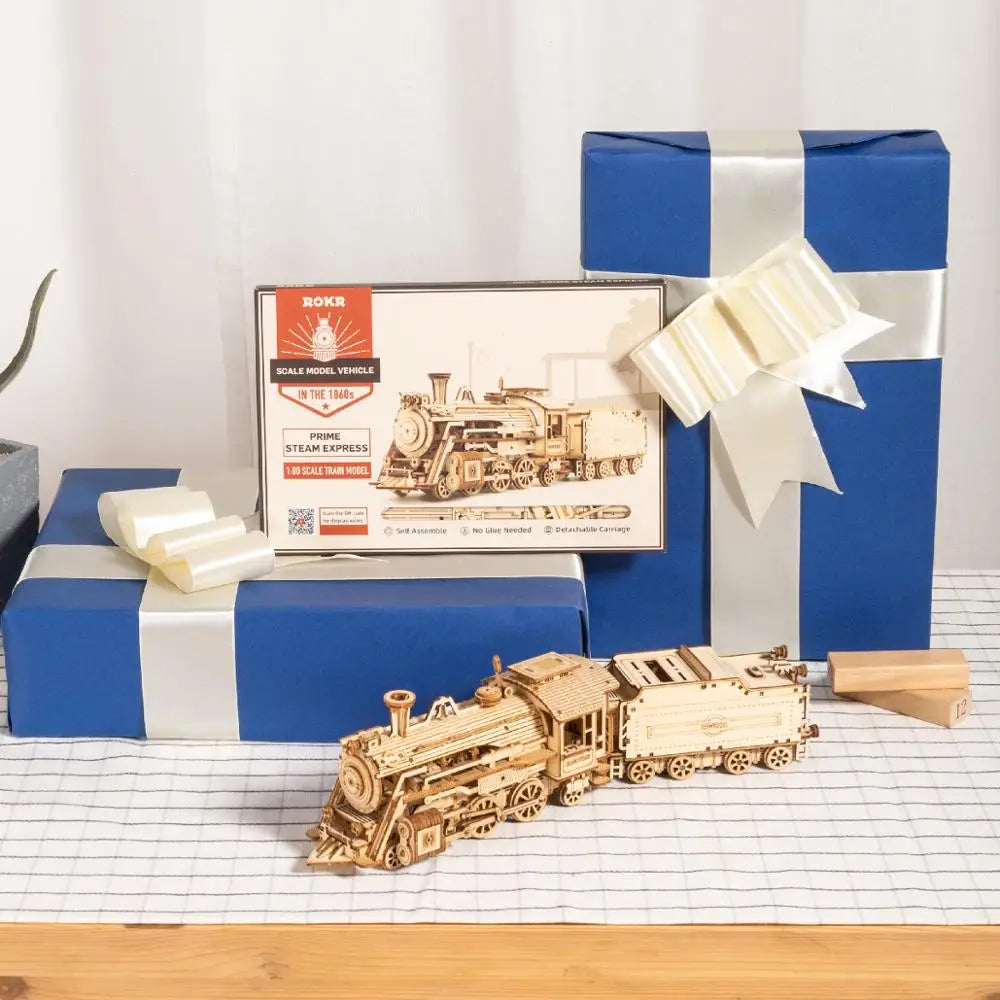 Robotime 3D Puzzle Movable Steam Train & Vehicle Model Kits
