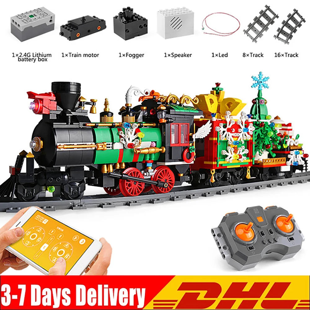 Mould King Christmas Train Model - Motorized Building Blocks Set
