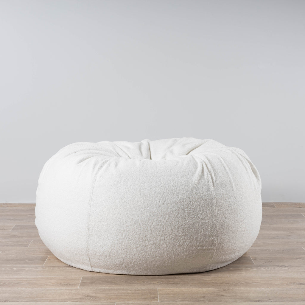 Luxurious French White Boucle Fur Bean Bag - Cozy & Stylish