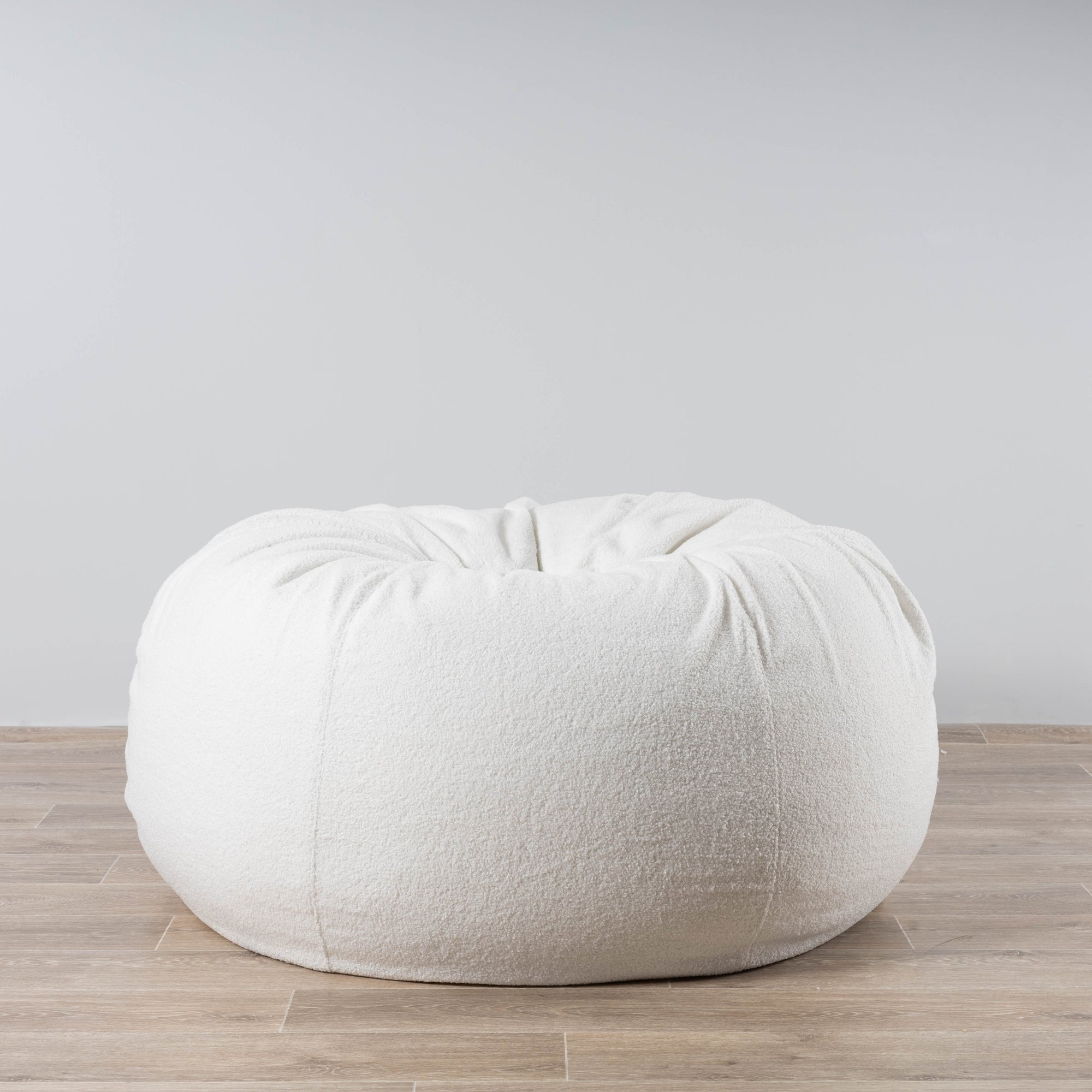 Luxurious French White Boucle Fur Bean Bag - Cozy & Stylish
