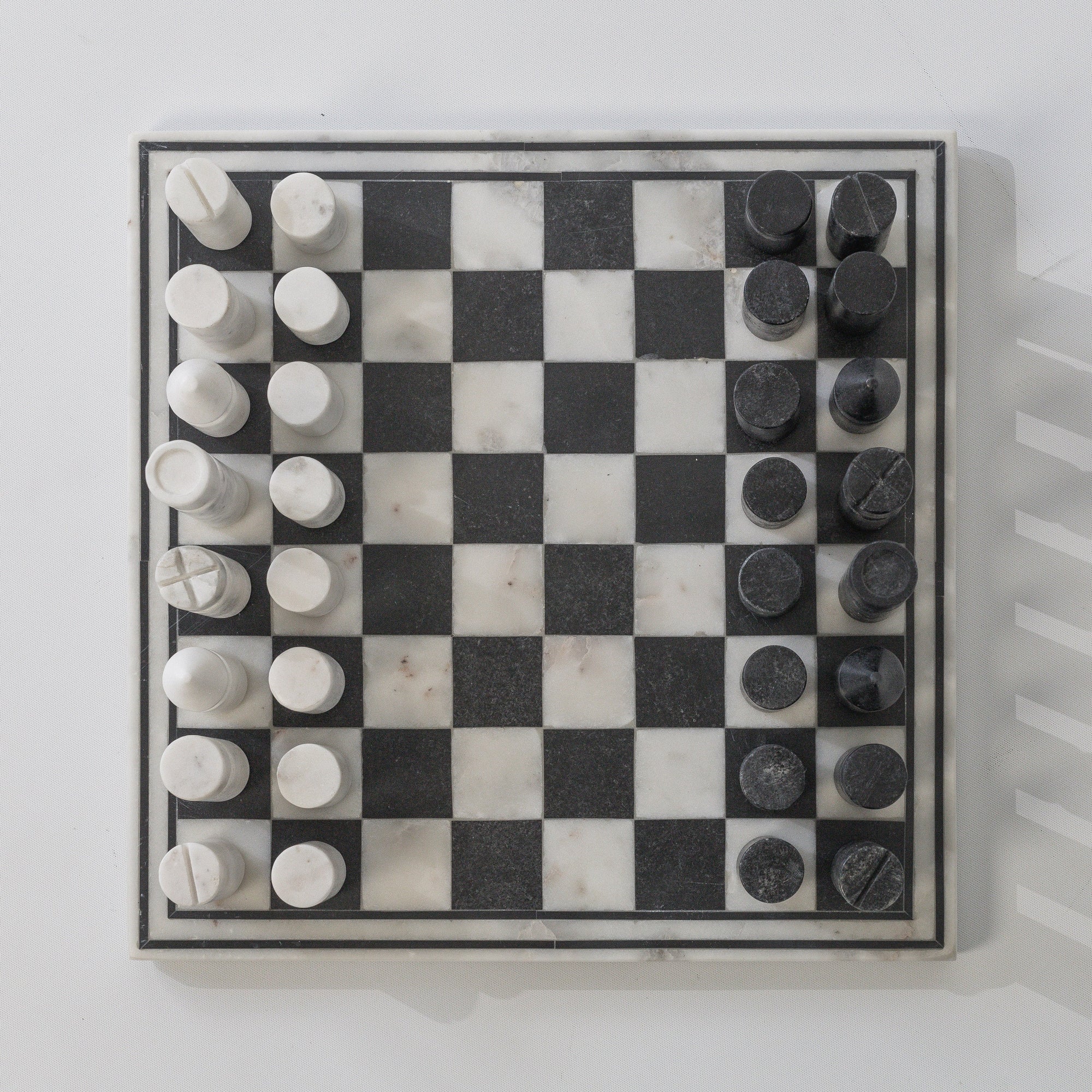 Luxurious Inlay Marble Chess Set - Hand-Carved Elegance