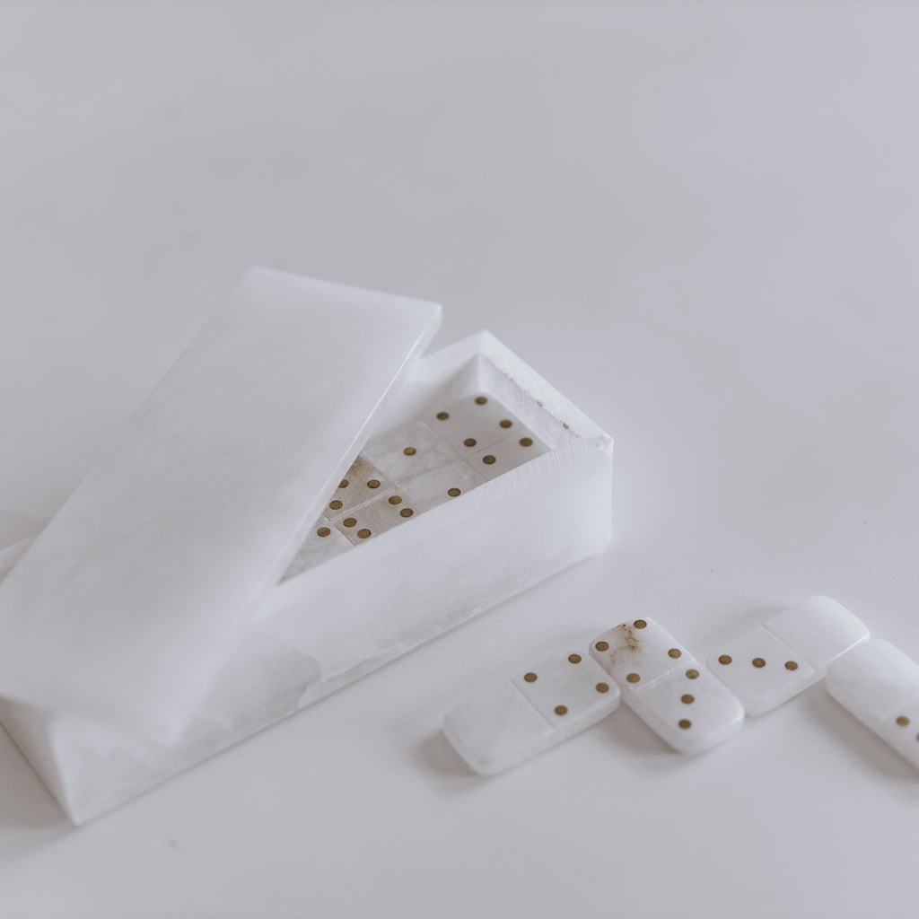 Luxury Alabaster Dominoes Game Set - Timeless Entertainment
