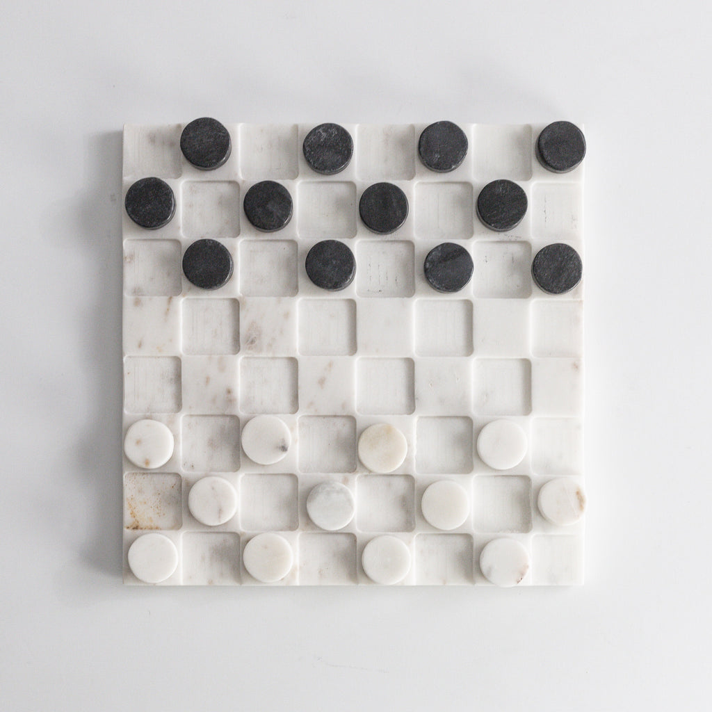 Elegant Marble Checkers Set - Luxurious Game & Décor
