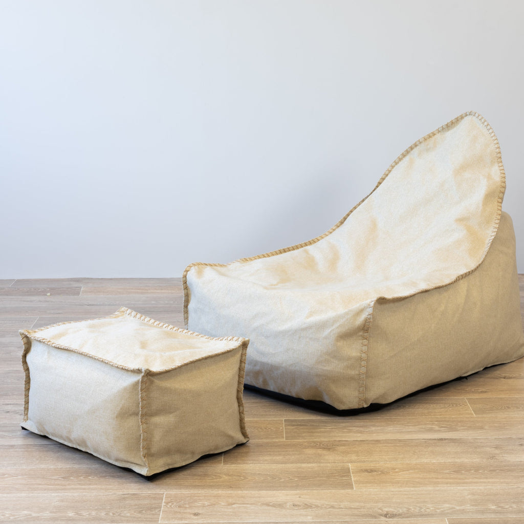 Knox Natural Bean Bag & Ottoman Set for Ultimate Relaxation