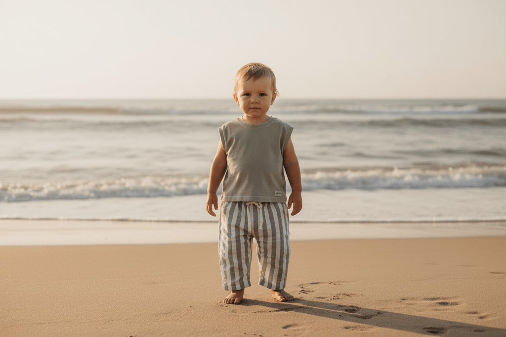 Papitō Milano Soft Cotton Pants in Dusty Grey for Toddlers