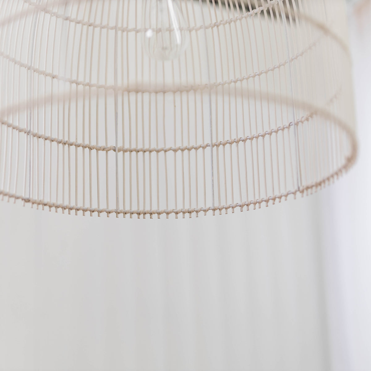 Siena Rattan Cane Pendant Light - Whitewash