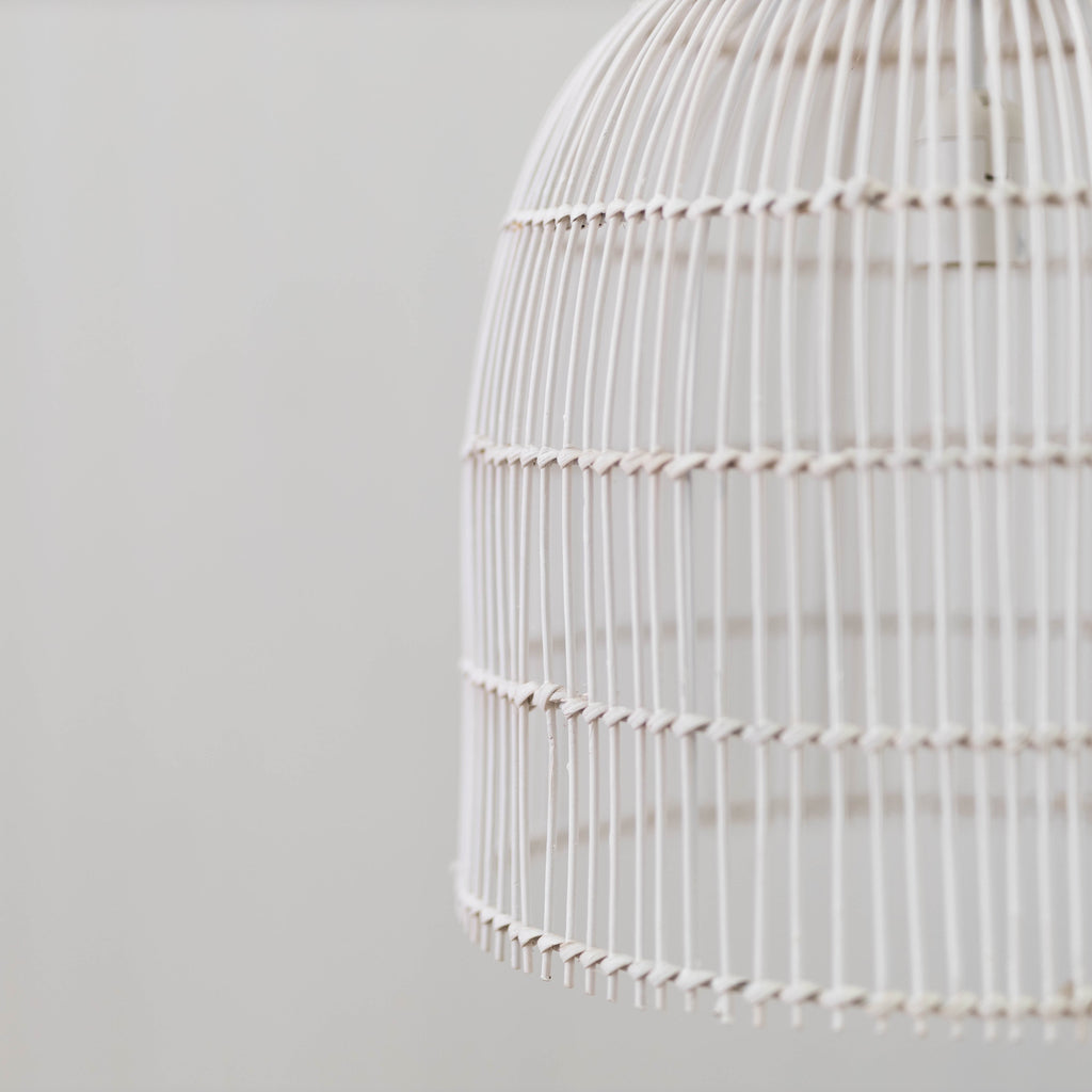 Siena Rattan Cane Pendant Light - Whitewash