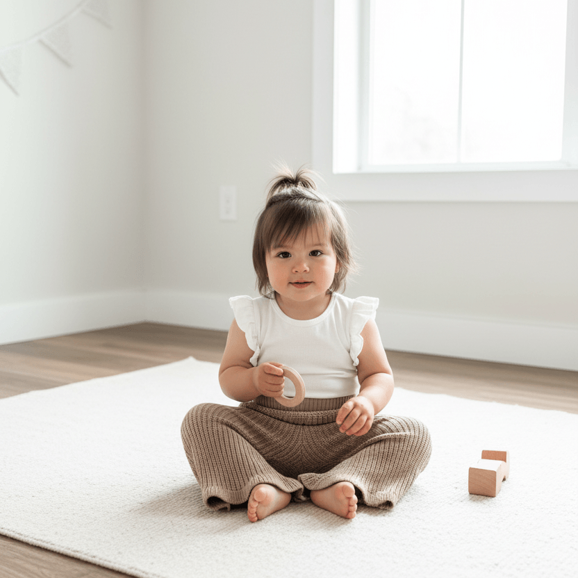 Mamīta Organic Cotton Chunky Flared Pants in Dusty Brown