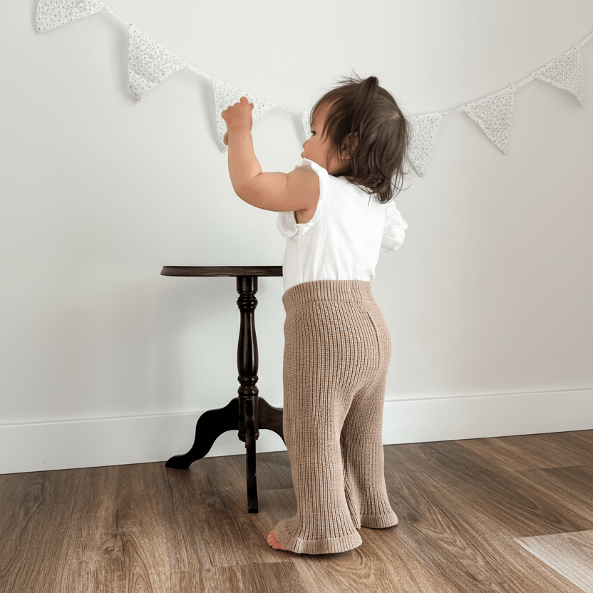Mamīta Organic Cotton Chunky Flared Pants in Dusty Brown