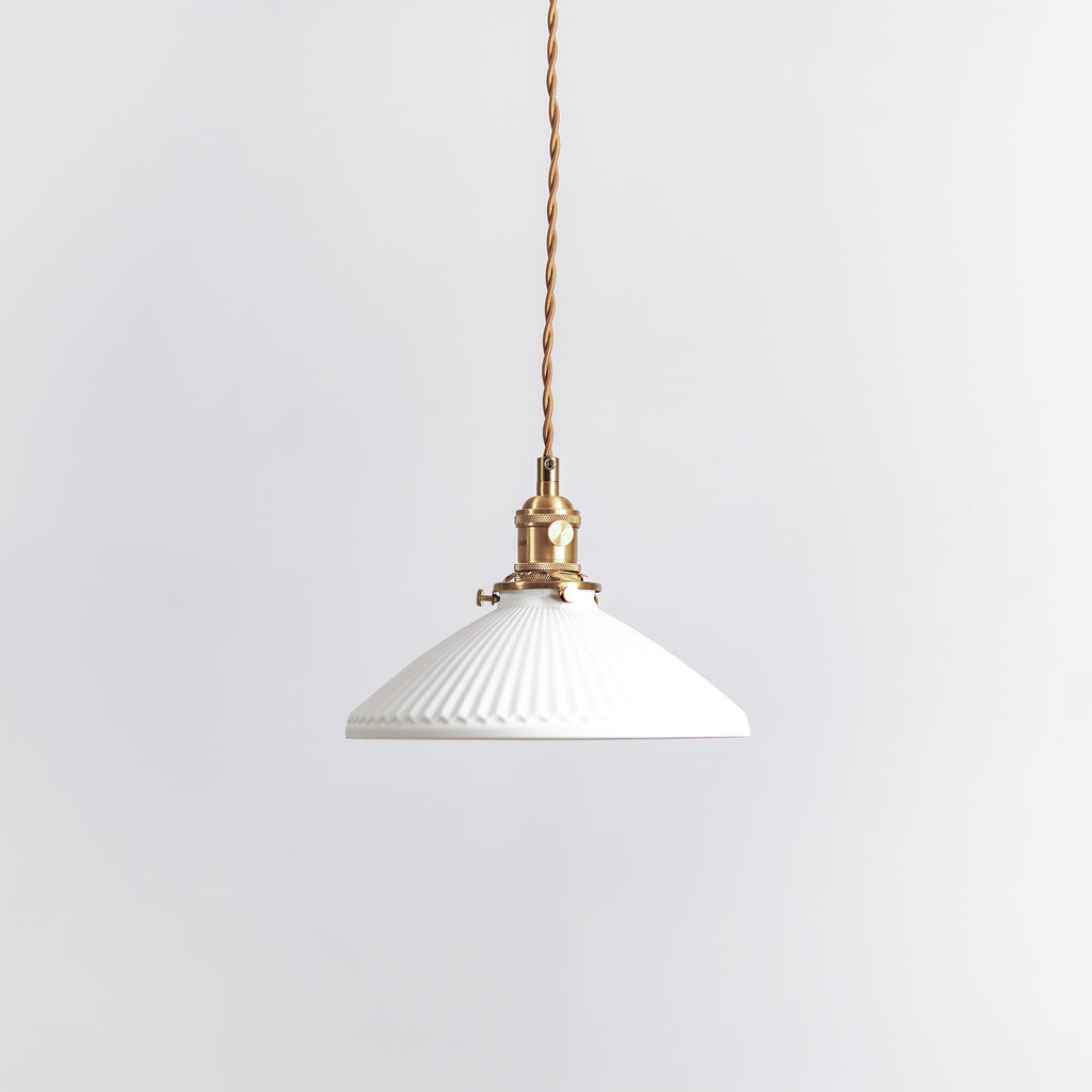 Hollie Ceramic Pleated Pendant Light - Vintage Industrial Style