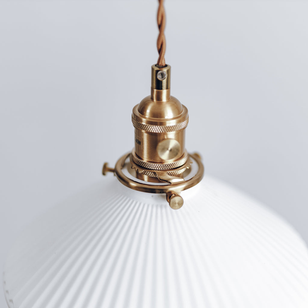 Hollie Ceramic Pleated Pendant Light - Vintage Industrial Style