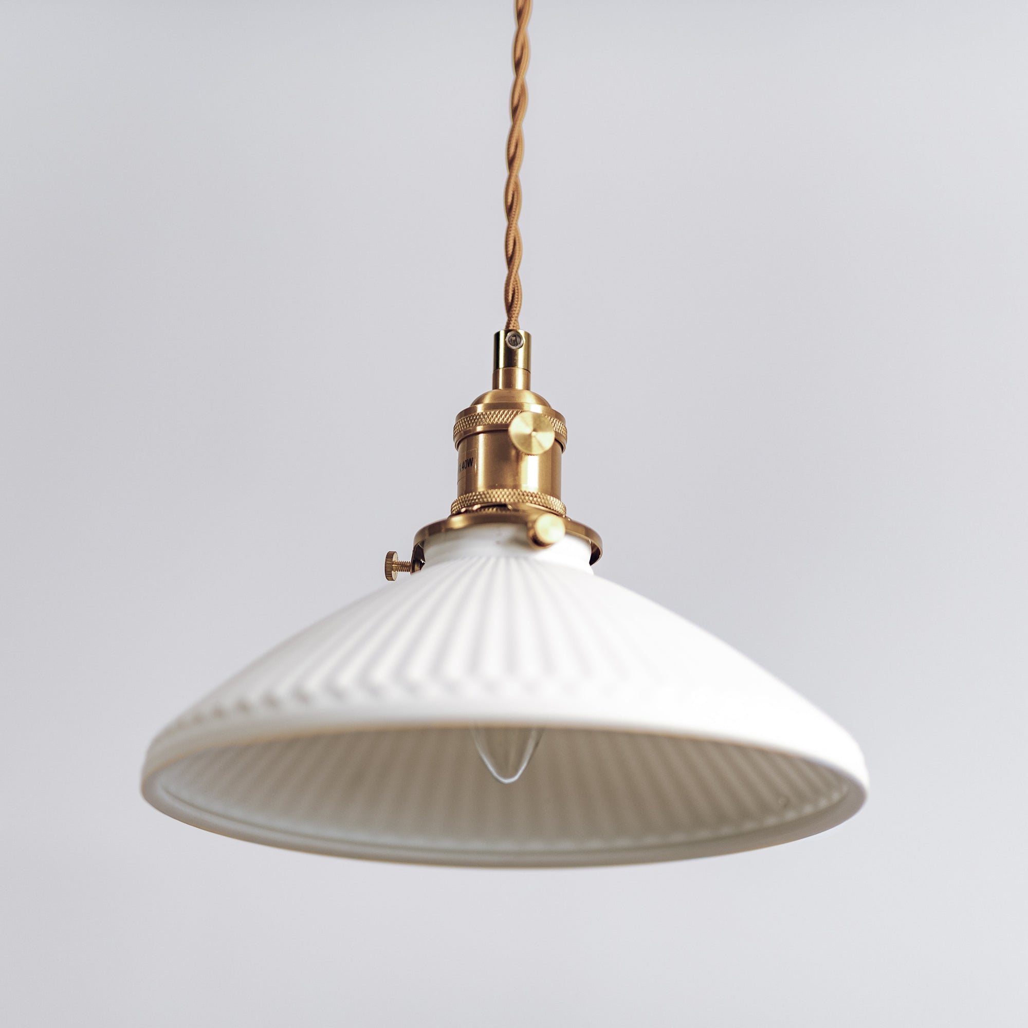 Hollie Ceramic Pleated Pendant Light - Vintage Industrial Style