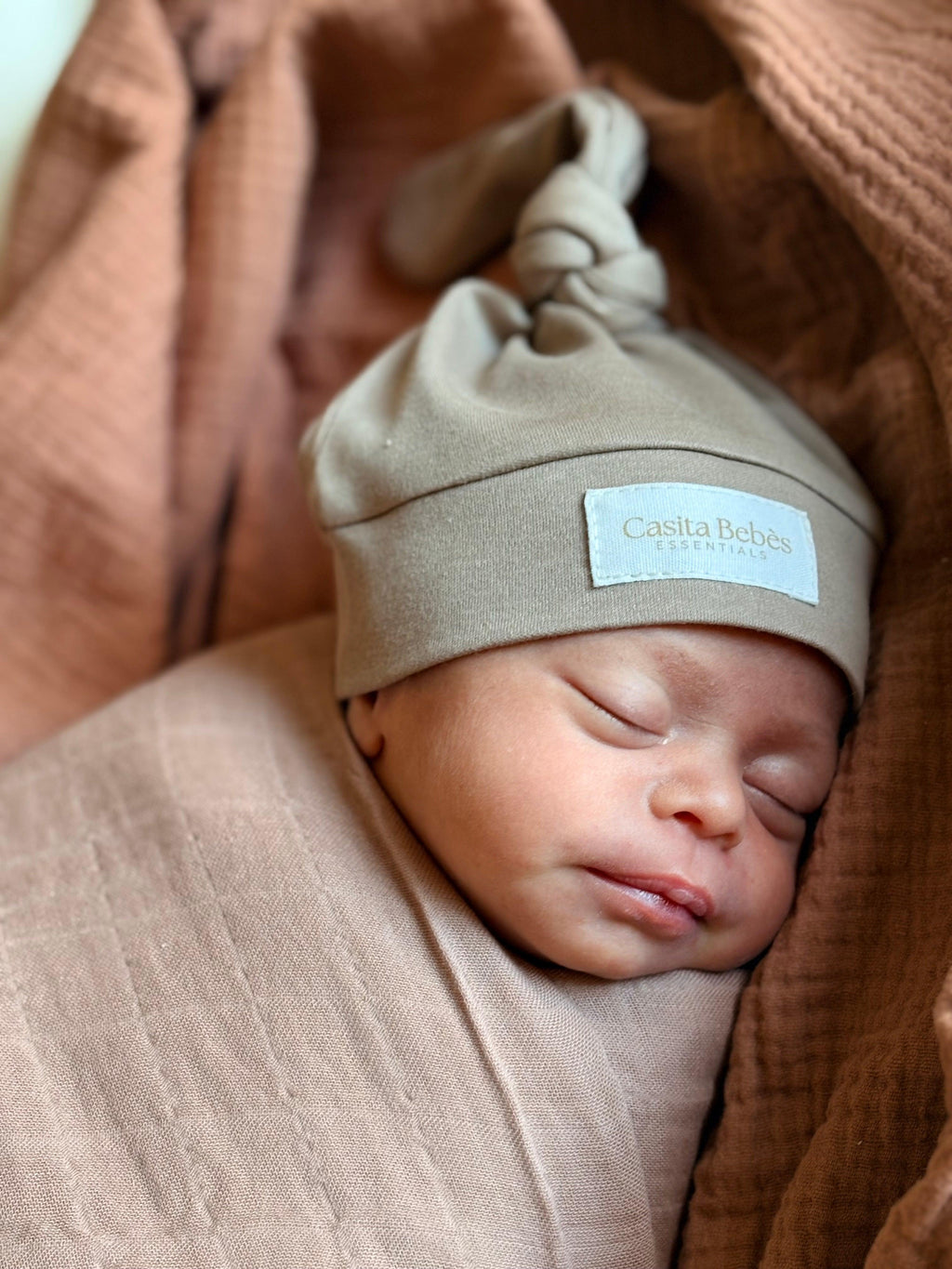 Essentīals Cozy Knot Beanie in Mocha for Babies