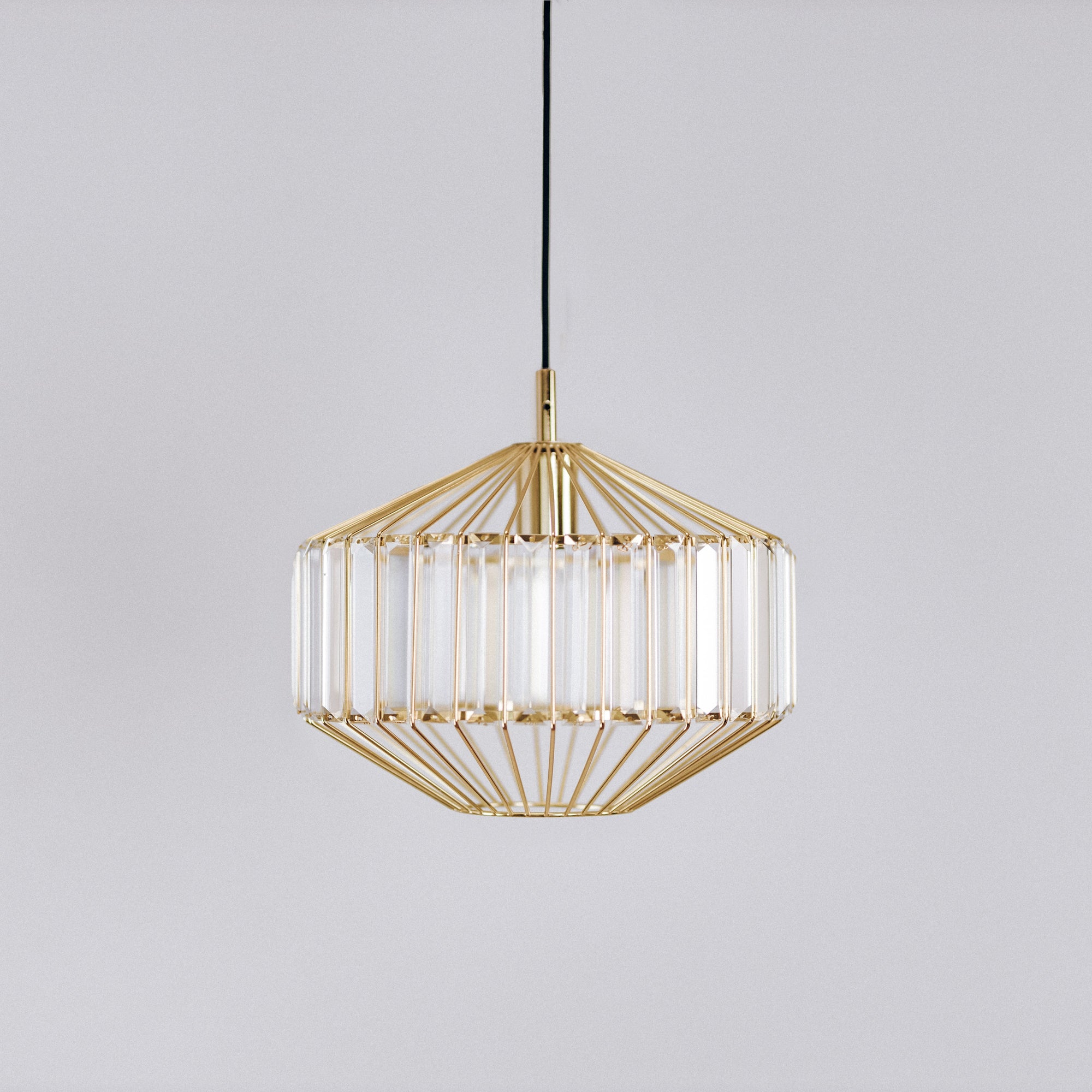 Butler Gold Glass Prism Pendant Light - Stunning Industrial Design