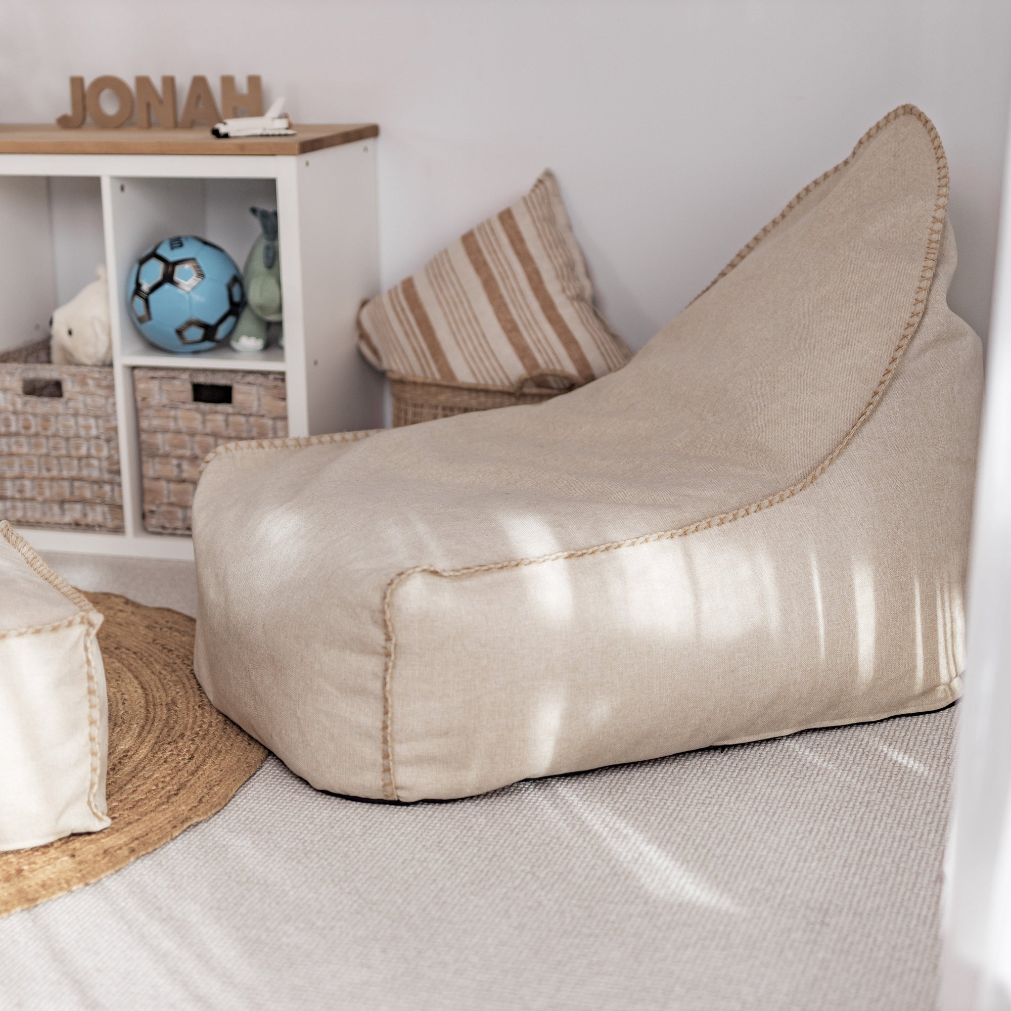 Knox Natural Bean Bag & Ottoman Set for Ultimate Relaxation