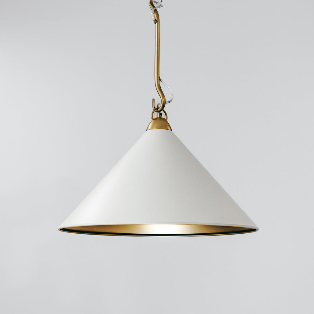 Bailey Gold & White Metal Cone Pendant Light - Modern Design