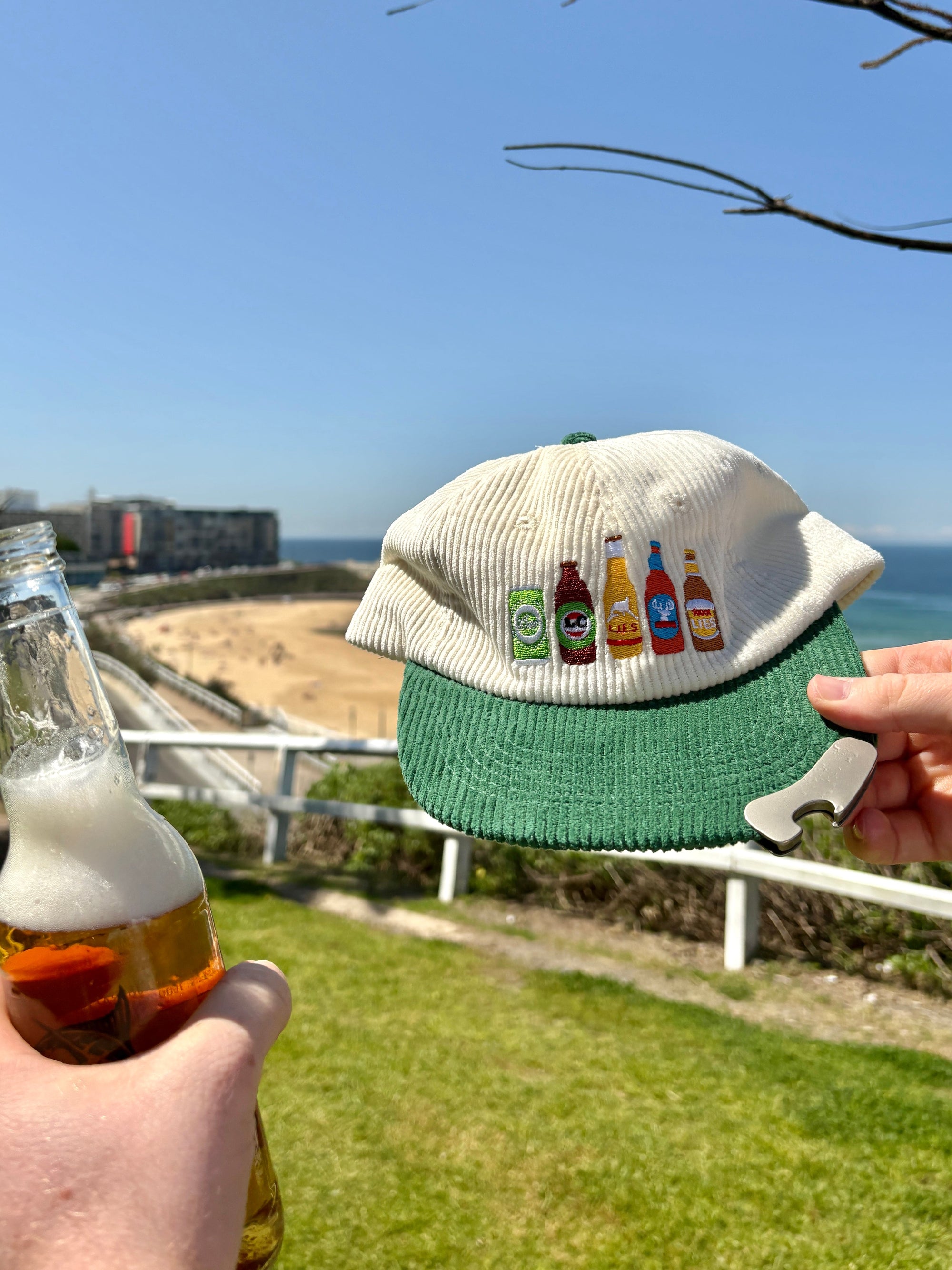 Corduroy Cap with Integrated Bottle Opener - Celebrate Aussie Beer!