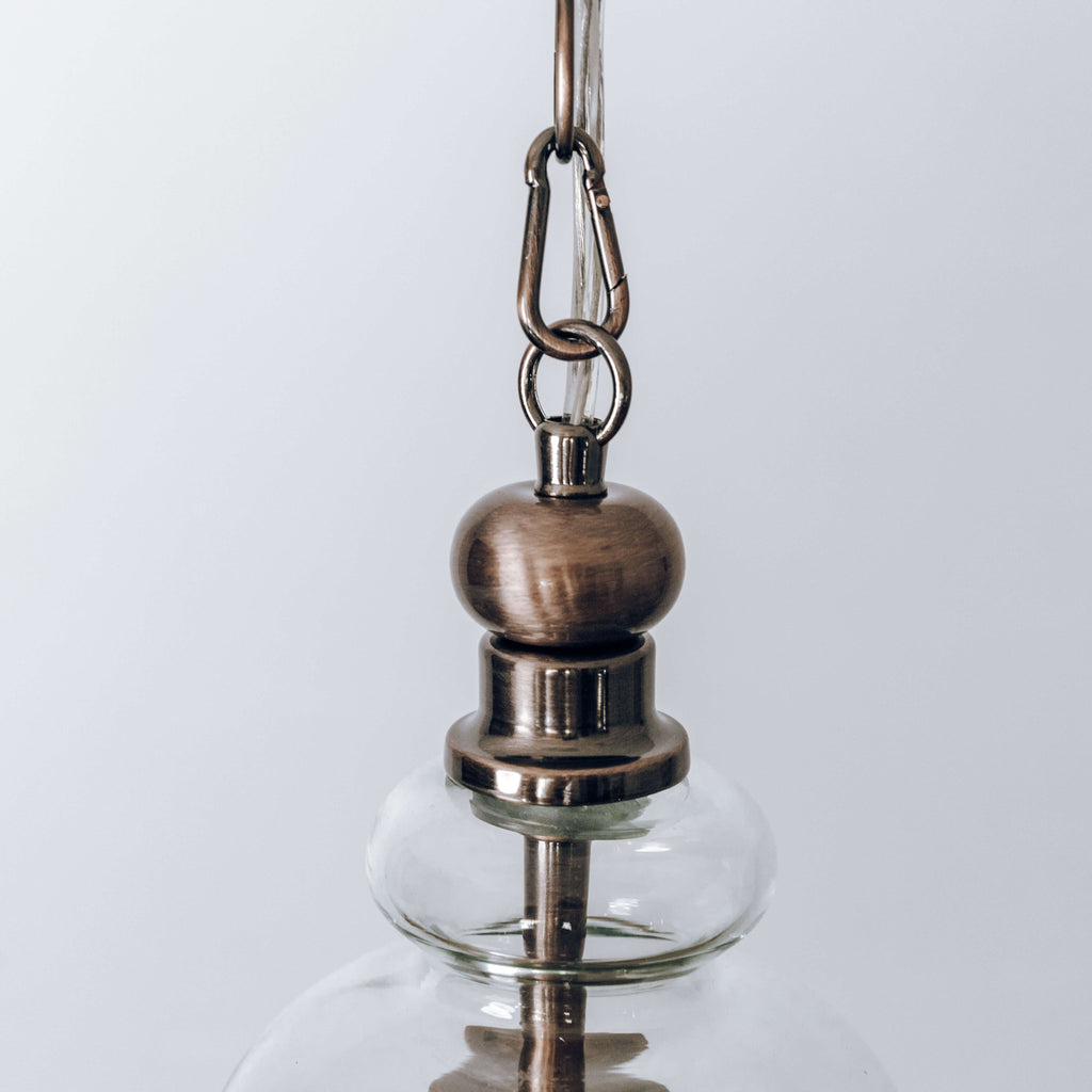 Gracie Glass Bell Pendant Light - Antique Copper Elegance