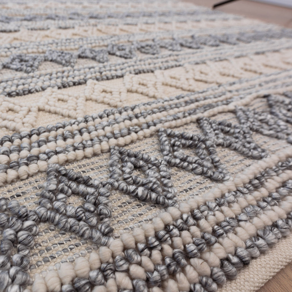 Ellie Handwoven Floor Rug - Eco-Friendly PET Wool in Blue & Natural