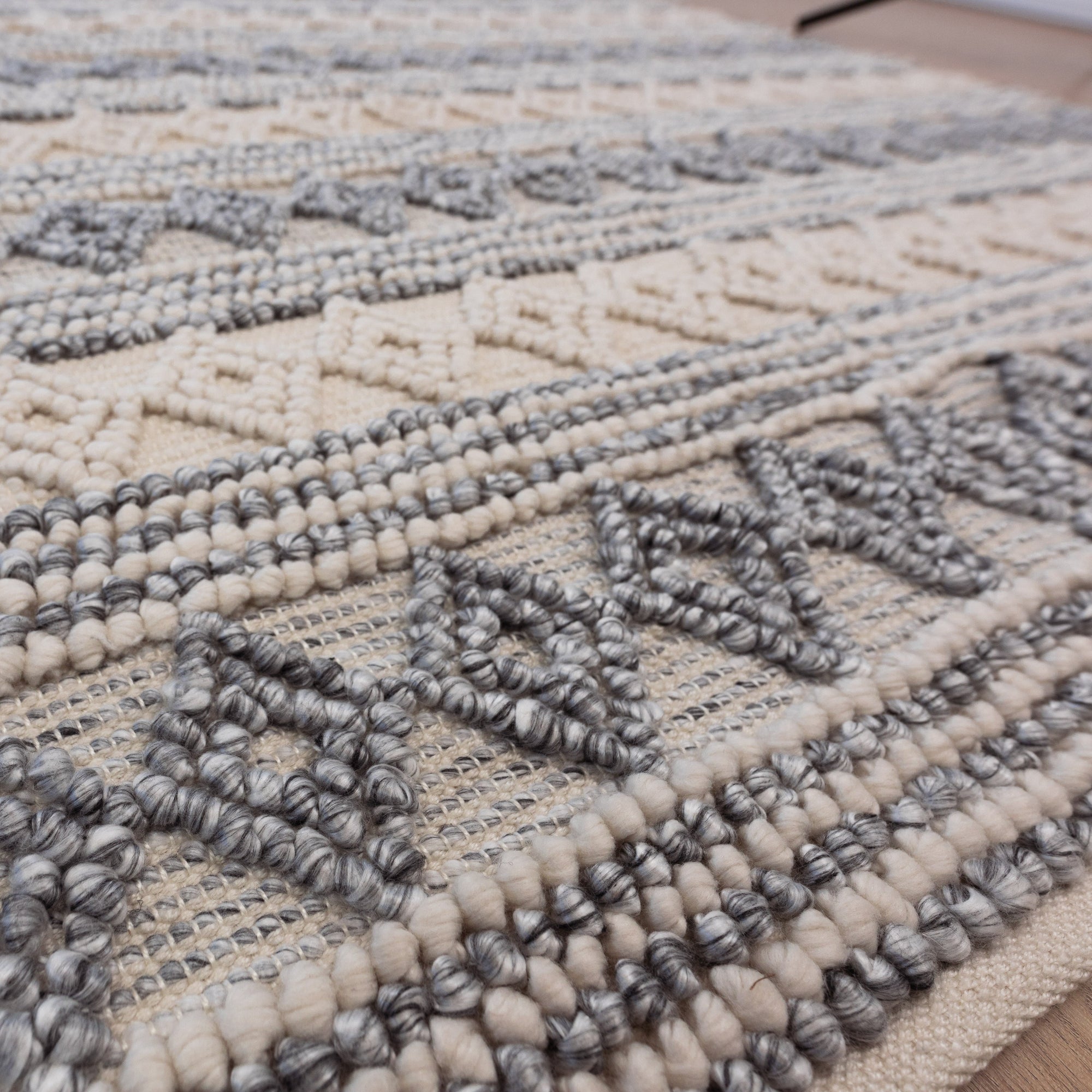 Ellie Handwoven Floor Rug - Eco-Friendly PET Wool in Blue & Natural