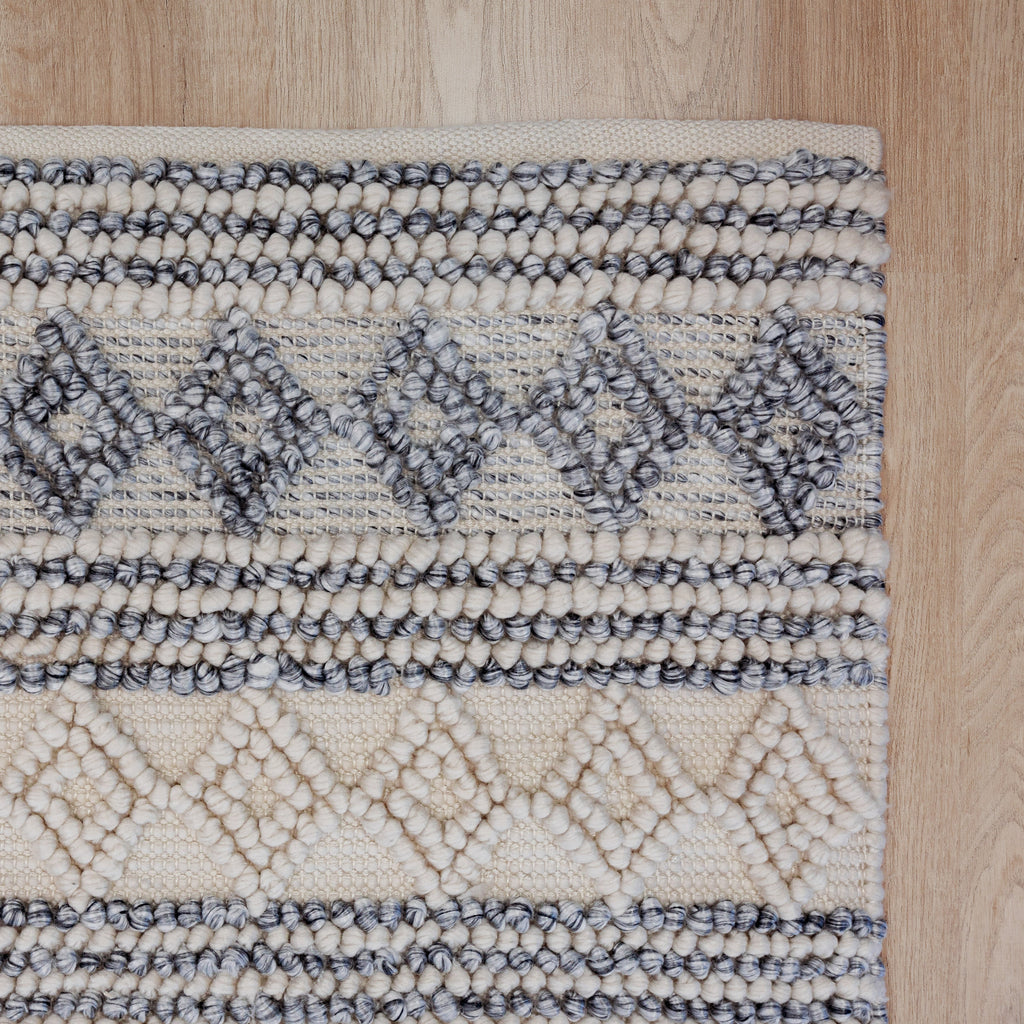 Ellie Handwoven Floor Rug - Eco-Friendly PET Wool in Blue & Natural
