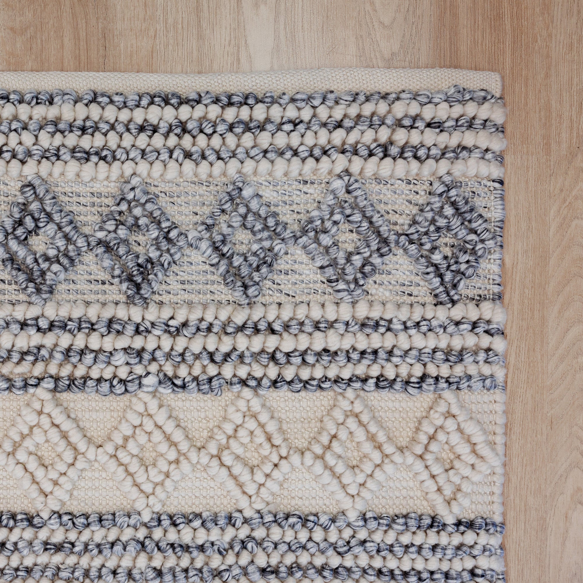 Ellie Handwoven Floor Rug - Eco-Friendly PET Wool in Blue & Natural