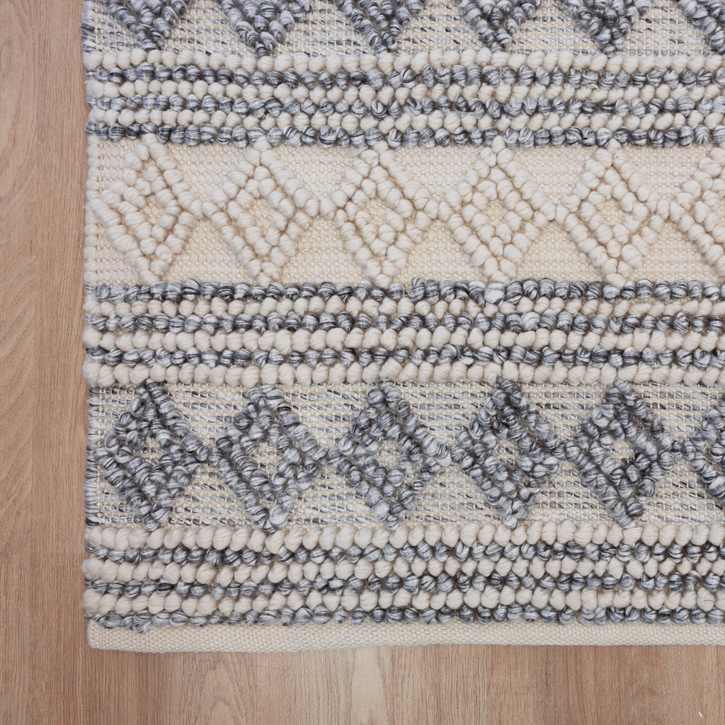 Ellie Handwoven Floor Rug - Eco-Friendly PET Wool in Blue & Natural