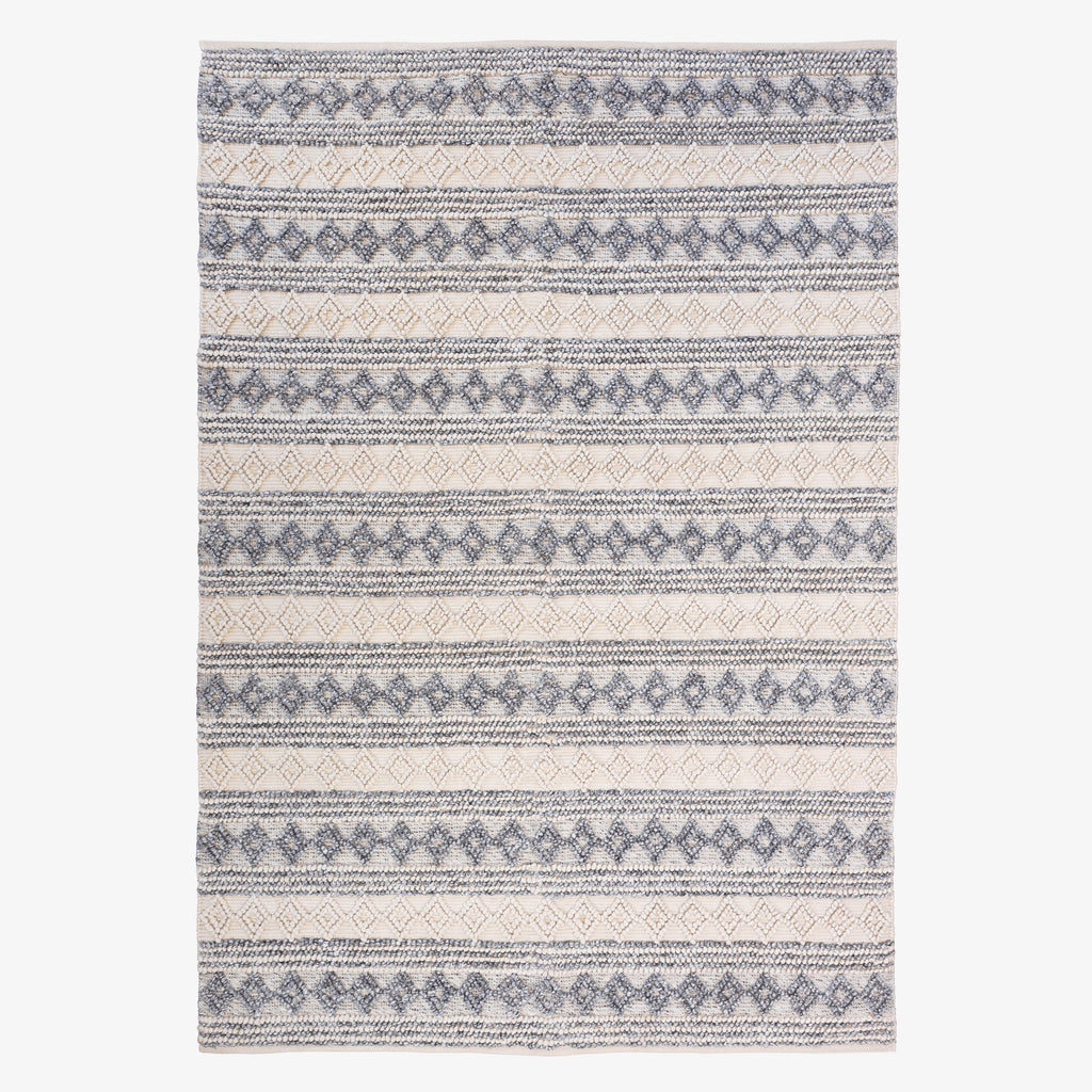 Ellie Handwoven Floor Rug - Eco-Friendly PET Wool in Blue & Natural