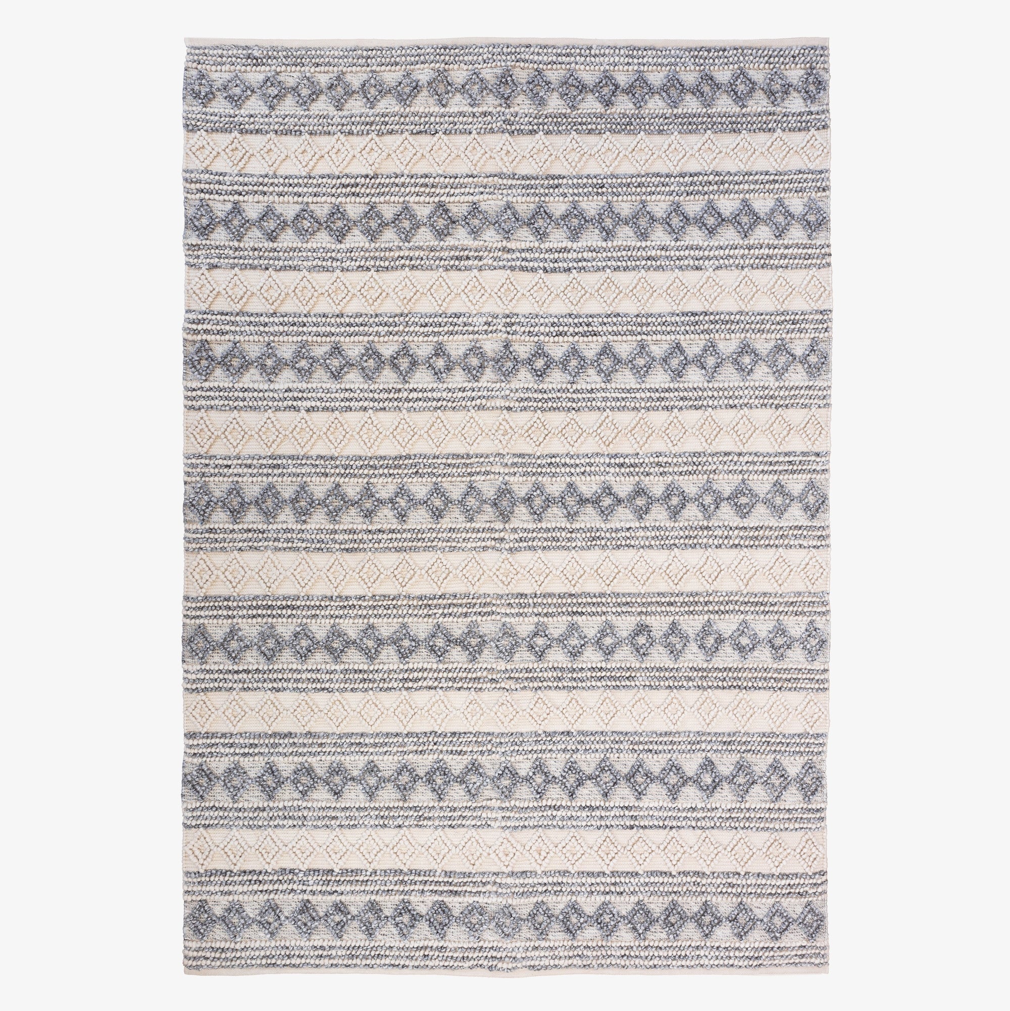 Ellie Handwoven Floor Rug - Eco-Friendly PET Wool in Blue & Natural