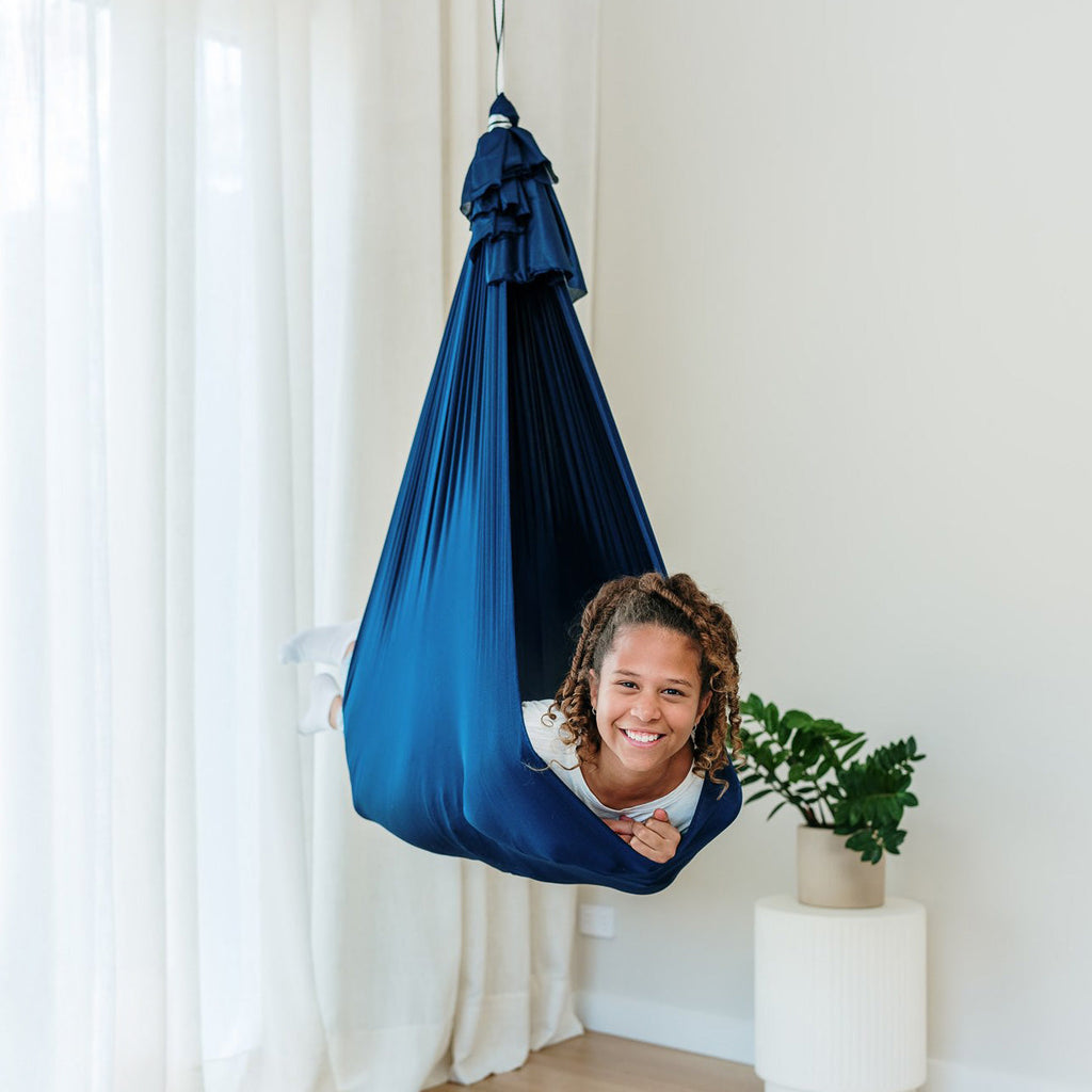 Ivory & Deene Cozy Cocoon Therapy Swing - Navy Blue