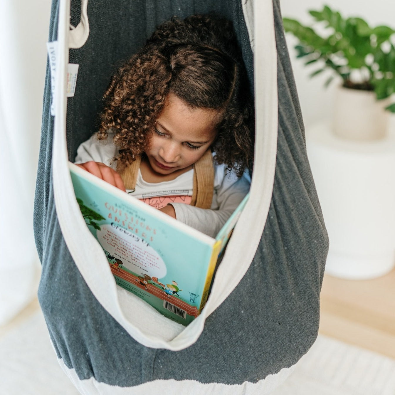 Cozy Cocoon Therapy Swing for Kids - Charcoal & White Trim