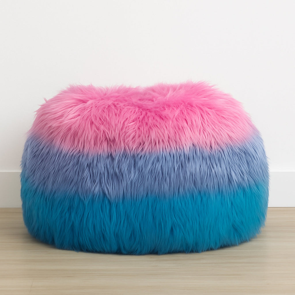 Lush Rainbow Ombre Faux Fur Bean Bag - Fun & Cozy Seating