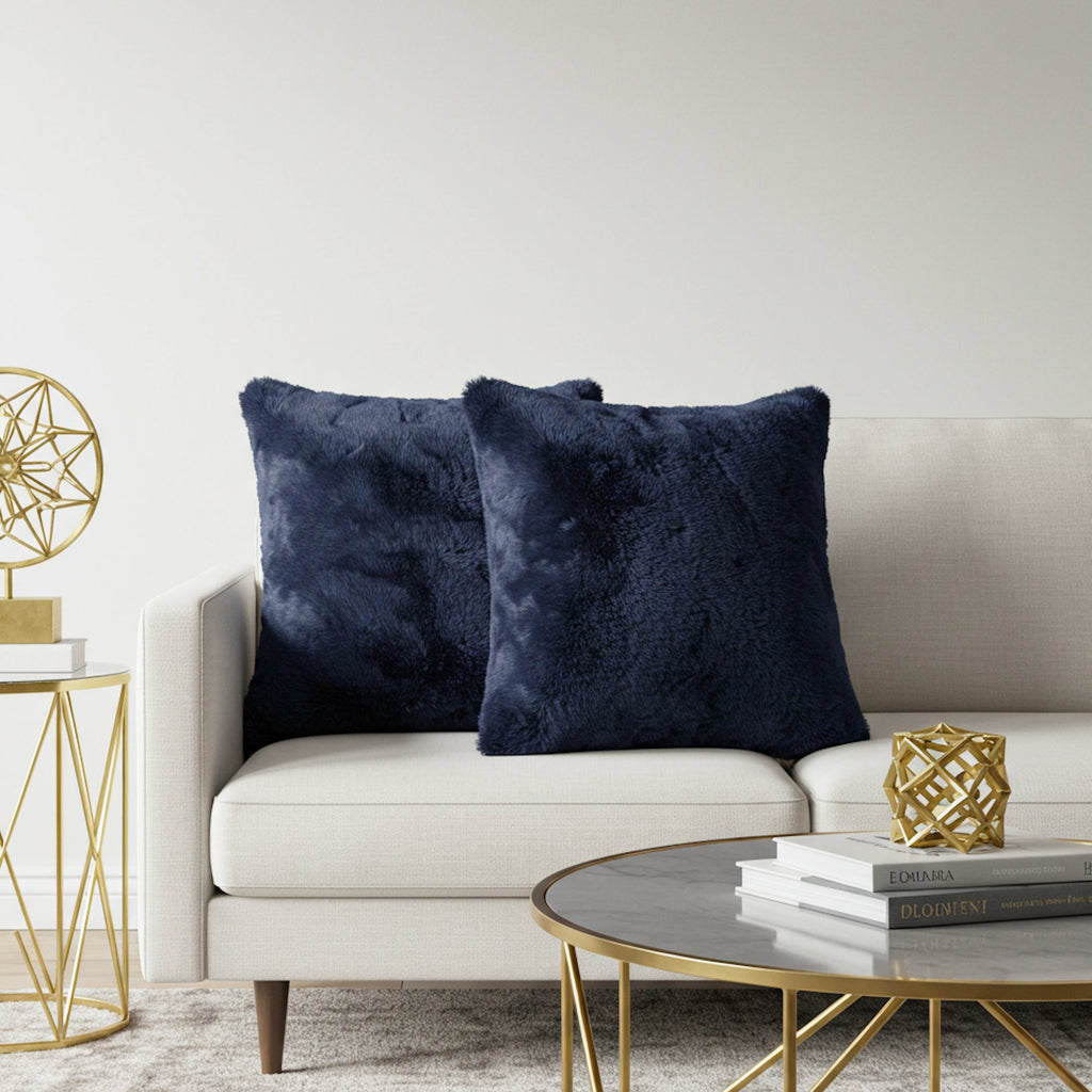 Luxurious Navy Cloud Plush Cushion Cover with Insert - Soft & Cozy