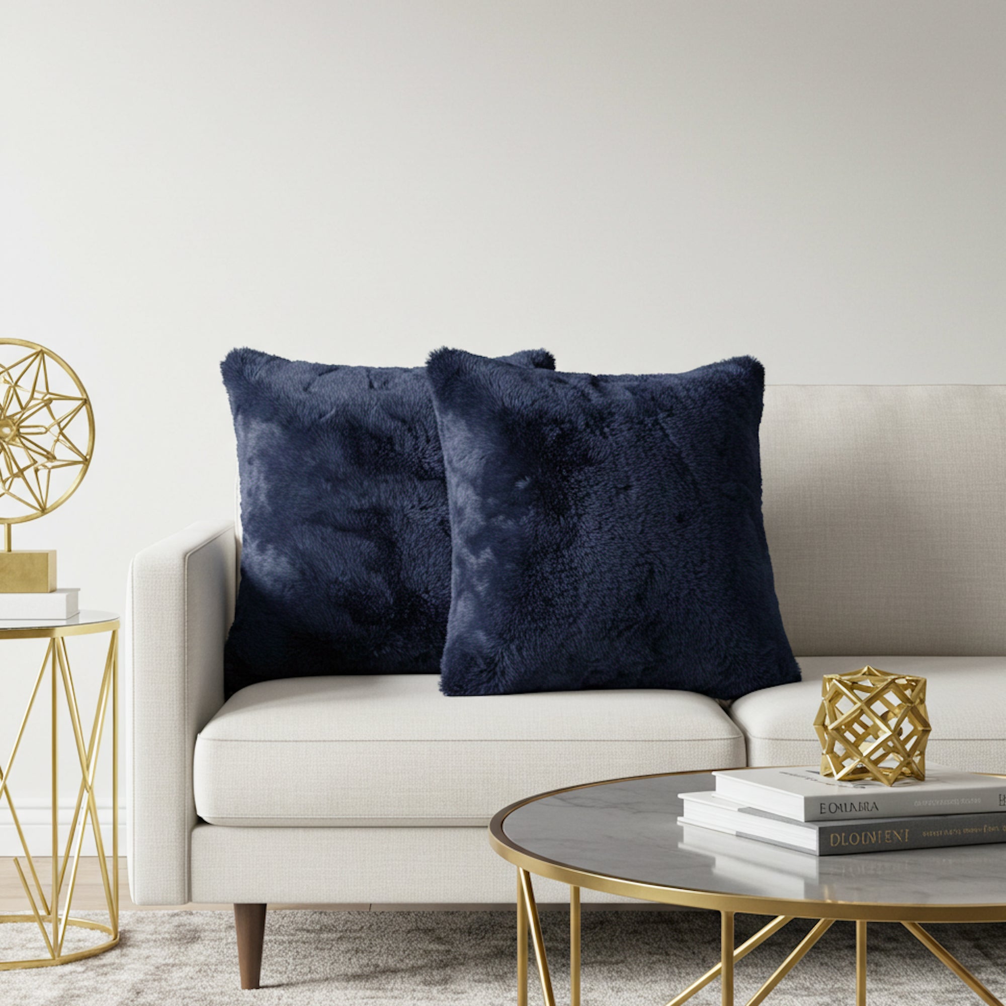 Luxurious Navy Cloud Plush Cushion Cover with Insert - Soft & Cozy