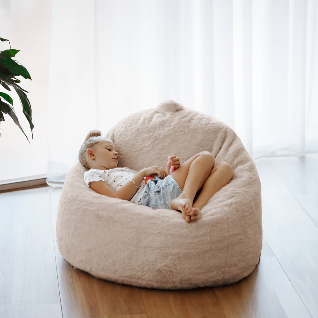 DreamPod® Mini Beanbag Chair - Plush Champagne Latte Comfort