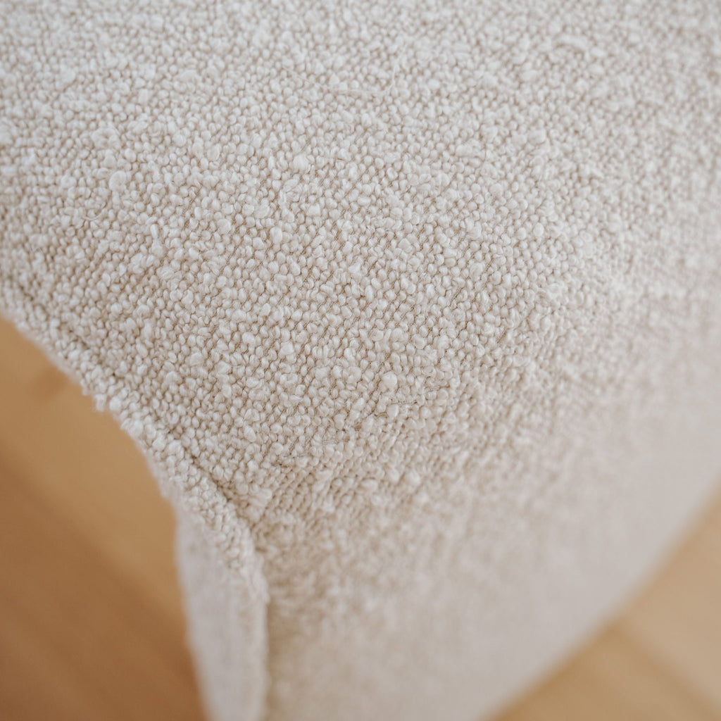Chic Champagne Boucle Bench Seat - Stylish & Versatile