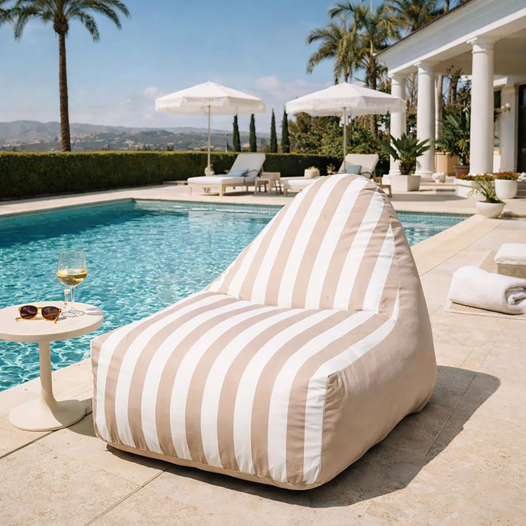 DreamPod® Cruz Outdoor Bean Bag - Latte Stripe Comfort